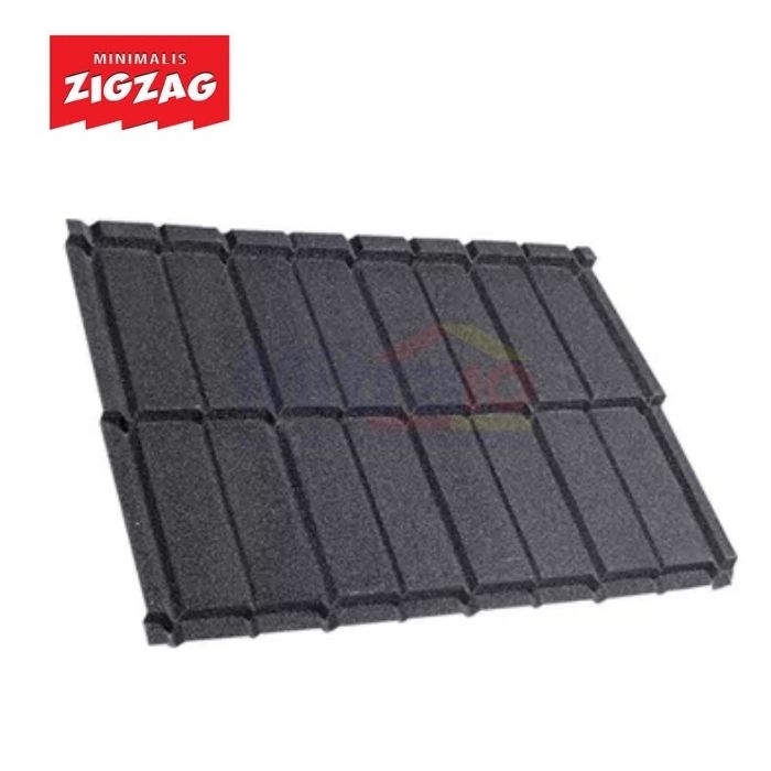 Zig Zag Genteng Besi Metal Lapisan Aspal 80x57 Cm Hitam Inspiro