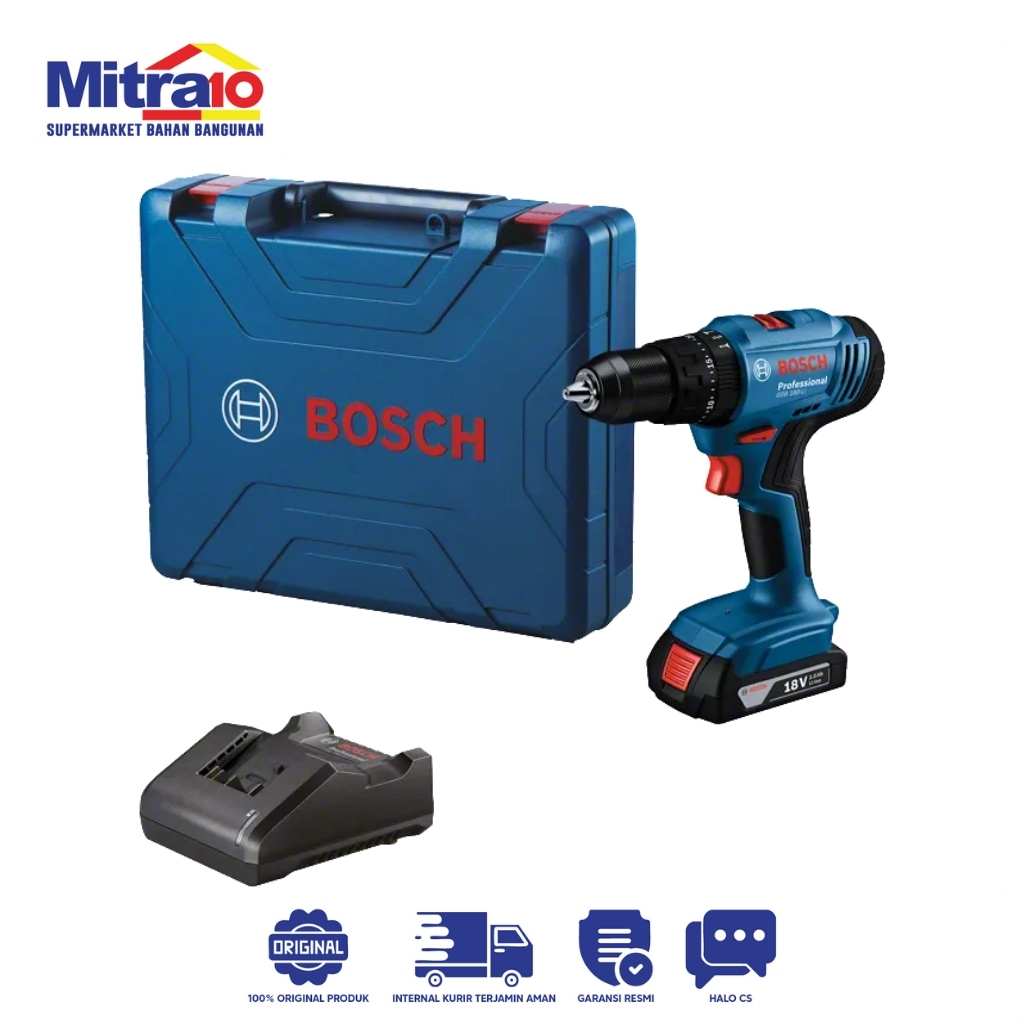 Bosch Bor Listrik Tanpa Kabel 06019K91K1 GSB 183-LI 18V 1x2.0AH